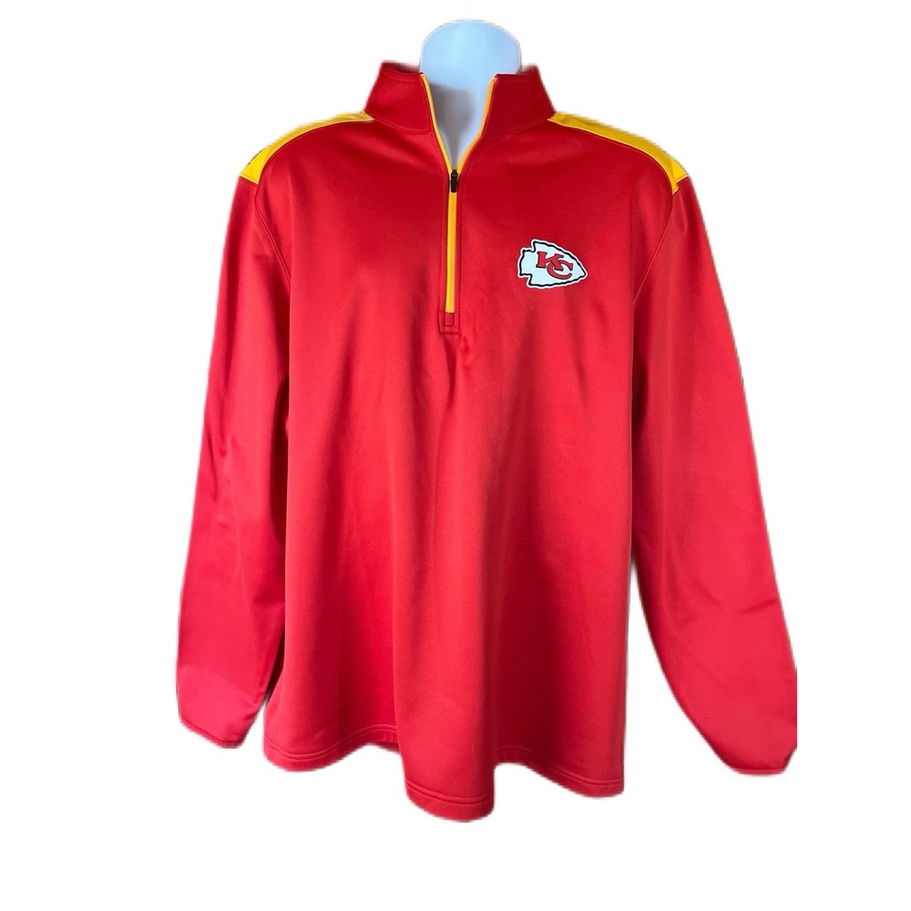 NFL Team Apparel KC Chiefs 1/4 Zip Fleece Lined Pullover Size XL